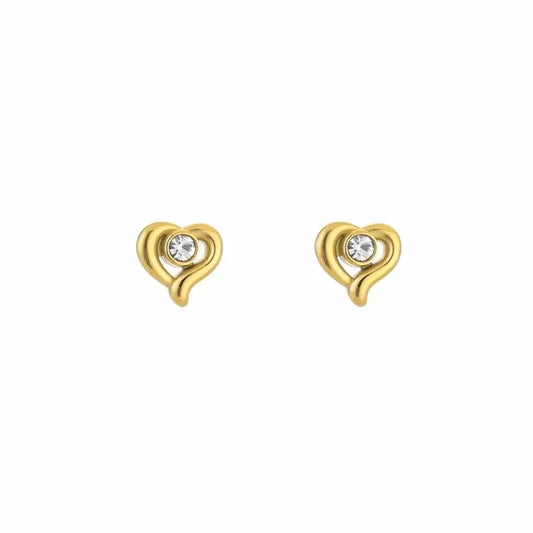 Oorknop Zirkonia Heart - Goud