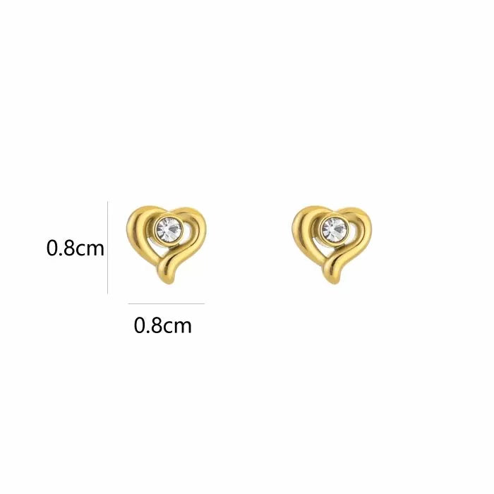 Oorknop Zirkonia Heart - Goud