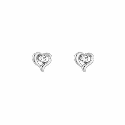 Oorknop Zirkonia Heart - Zilver