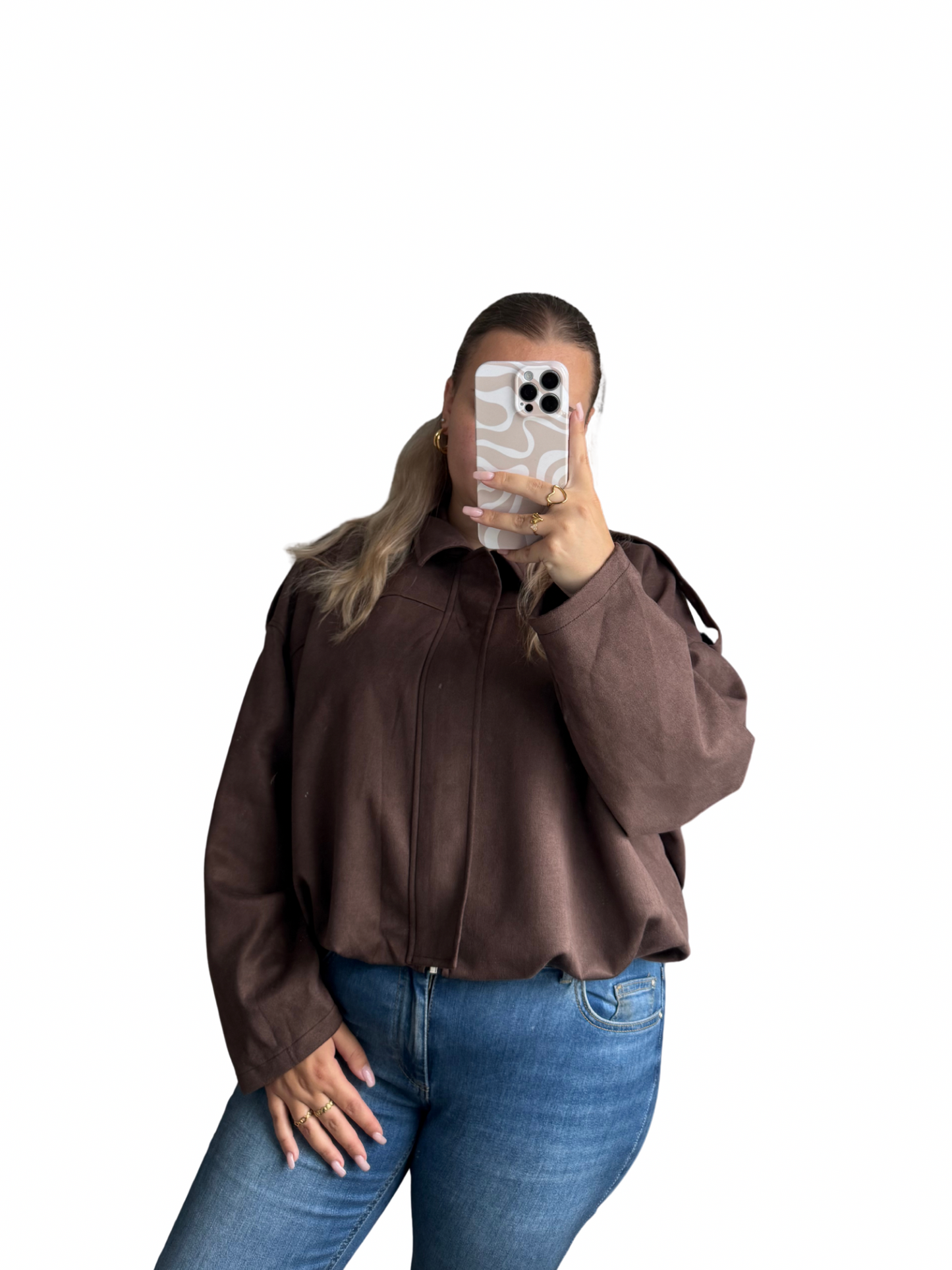 Romy Bomber Jacket - One Size - Suede Choco