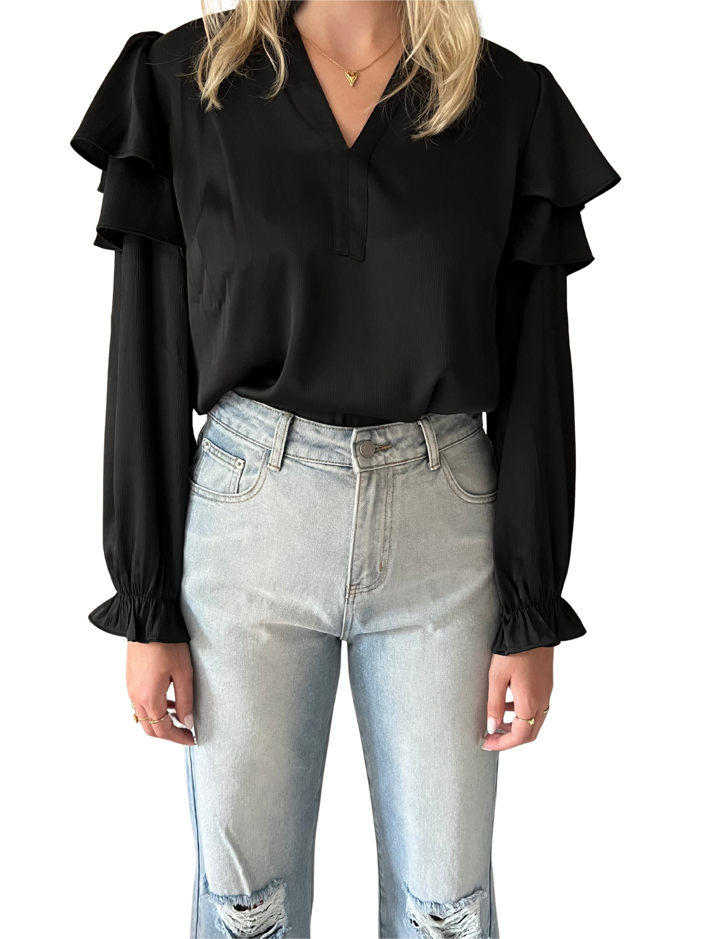 Ruffle Blouse - Zwart