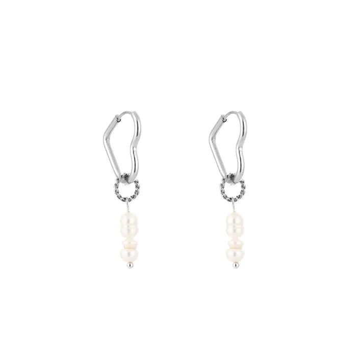 Oorbel Pearl Heart - Zilver