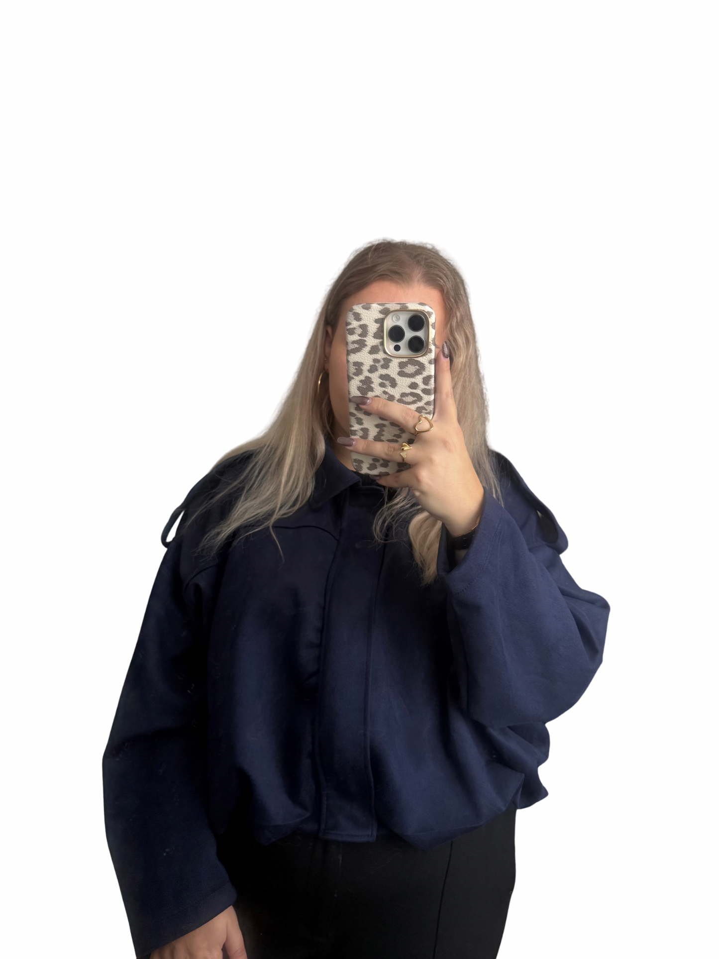 Romy Bomber Jacket - One Size - Suede Navy