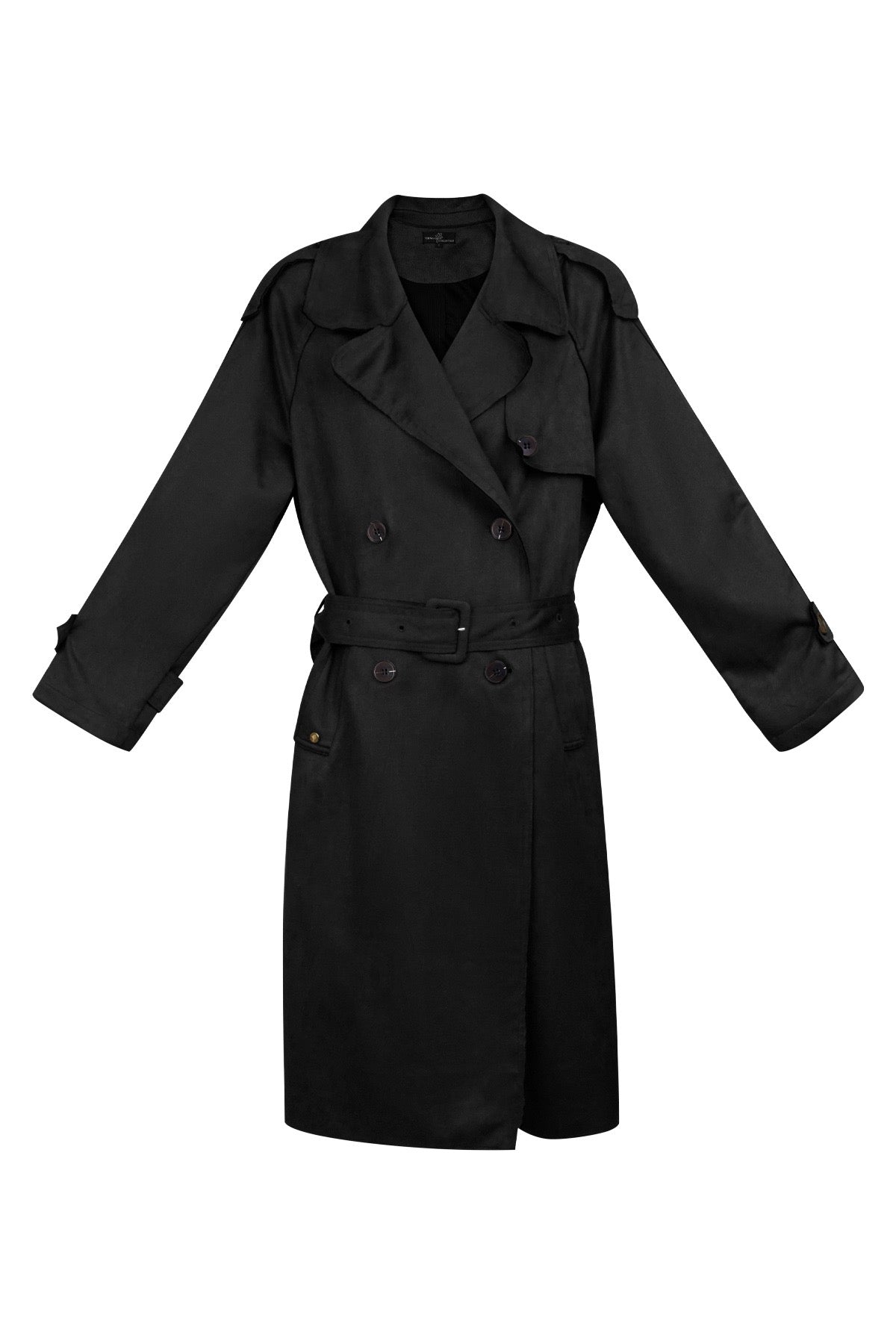 Suede Trenchcoat - Zwart