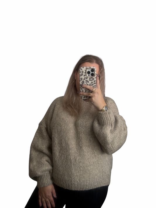 Priscilla Knit Trui - One Size - Glitter Beige