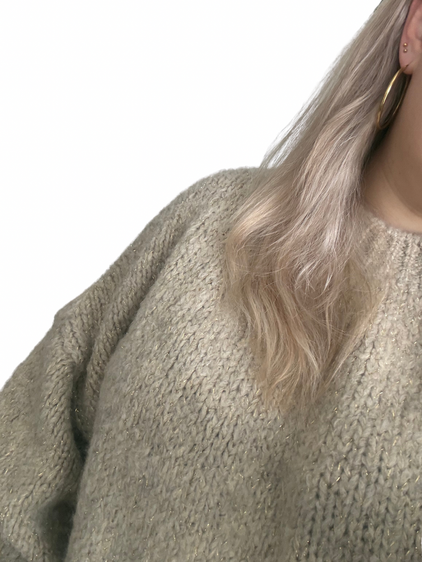 Priscilla Knit Trui - One Size - Glitter Beige