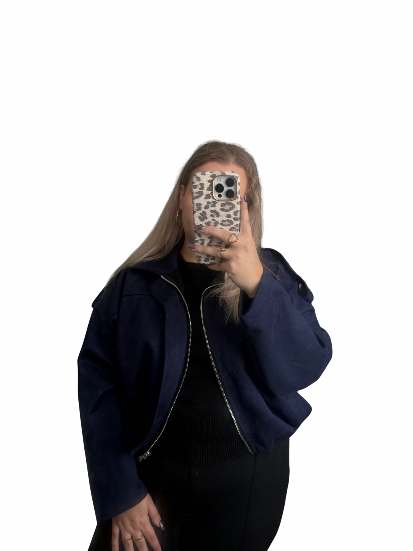 Romy Bomber Jacket - One Size - Suede Navy
