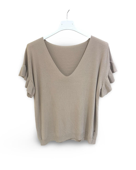 Basic Top V Hals - One Size - Beige