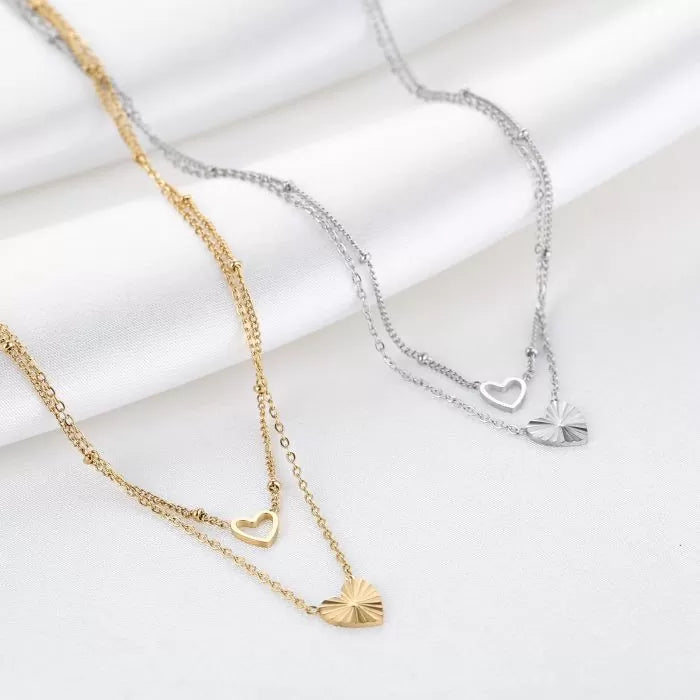 Ketting Double Heart - Zilver