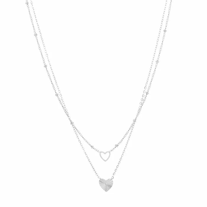 Ketting Double Heart - Zilver