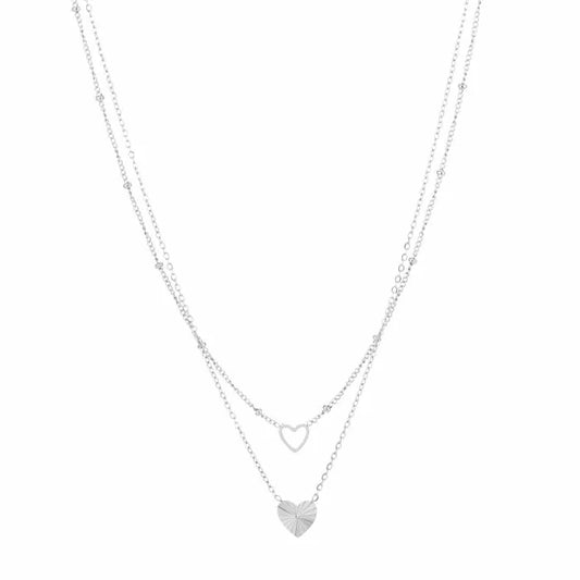 Ketting Double Heart - Zilver