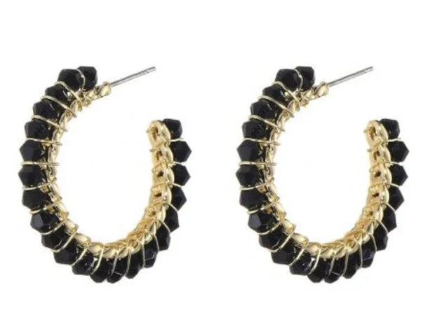 Oorbel Pearl Round - Zwart
