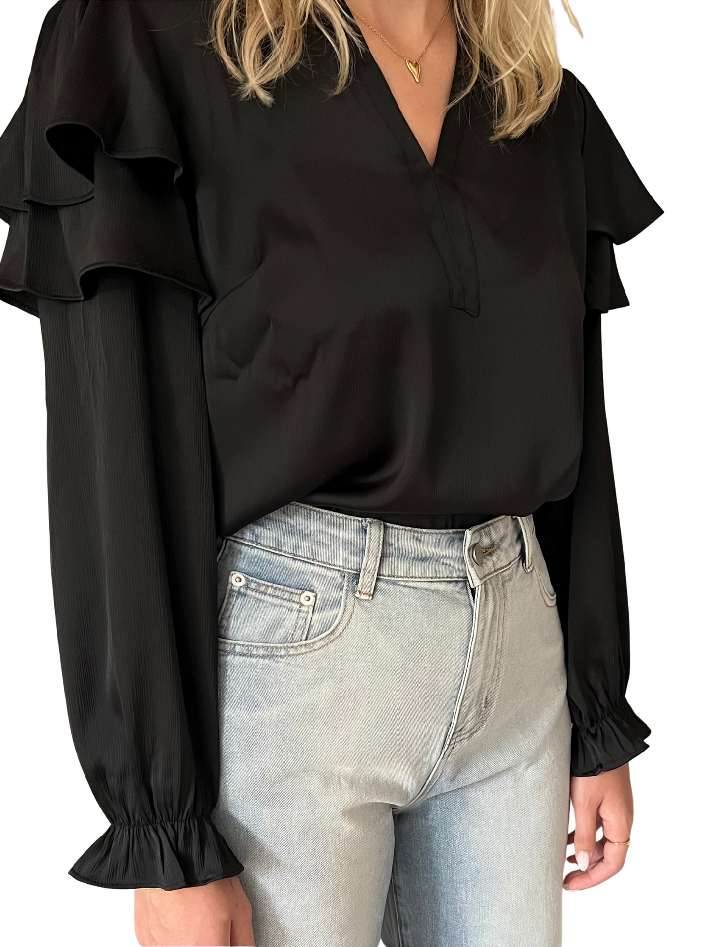 Ruffle Blouse - Zwart