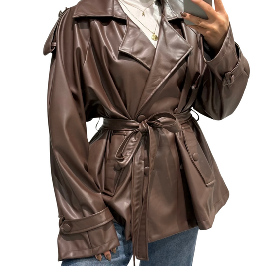 Sophia Leatherlook Trenchcoat - One Size