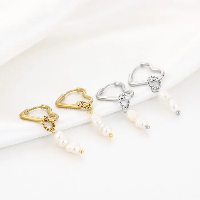 Oorbel Pearl Heart - Goud