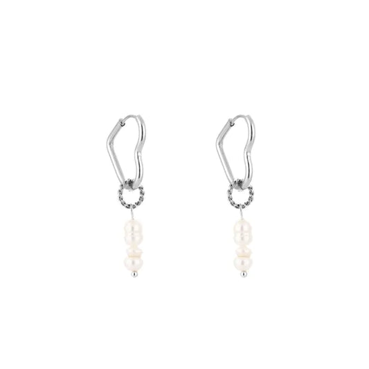 Oorbel Pearl Heart - Zilver